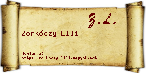Zorkóczy Lili névjegykártya